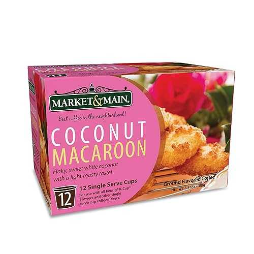 マーケット＆メイン ワンカップ、ココナッツマカロン、キューリグ K カップ ブルワーに対応、12 個 Market & Main OneCup, Coconut Macaroon, Compatible with Keurig K-cup Brewers, 12 Count