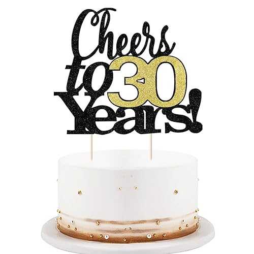 LVEUD Black Font Golden Numbers Cheers to 30 Years Happy Birthday Cake Topper -Wedding,Anniversary,Birthday Party Decorations (30th) LVEUD Black Font Golden Numbers Cheers to 30 Years Happy Birthday Cake Topper -Wedding,Anniversary,Birthday Party Decorations (30th)