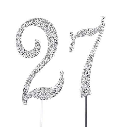 MAGJUCHE シルバー 27 インチ クリスタルケーキトッパー、数字 27 ラインストーン 27 歳の誕生日ケーキトッパー、男性または女性の誕生日または 27 周年記念パーティーデコレーションサプライ MAGJUCHE Silver 27" Crystal Cake Topper, Number 27 Rhin MAGJUCHE シルバー 27 インチ クリスタルケーキトッパー、数字 27 ラインストーン 27 歳の誕生日ケーキトッパー、男性または女性の誕生日または 27 周年記念パーティーデコレーションサプライ MAGJUCHE Silver 27" Crystal Cake Topper, Number 27 Rhin