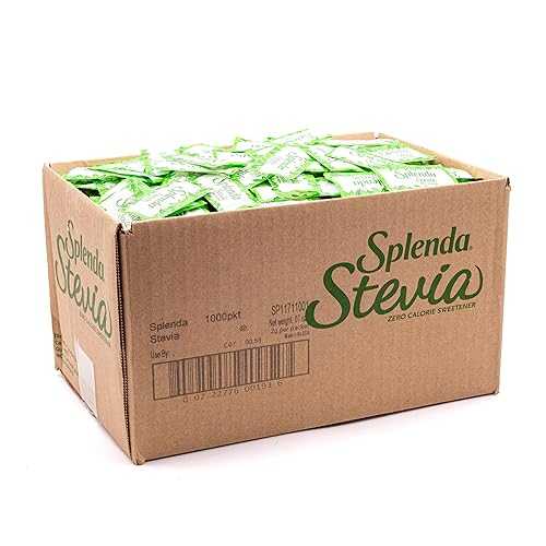 SPLENDA Stevia Zero Calorie Sweetener, Plant Based Sugar Substitute Granulated Powder, Single Serve Packets, 1000 Count (Pack of 1) SPLENDA Stevia Zero Calorie Sweetener, Plant Based Sugar Substitute Granulated Powder, Single Serve Packets, 1000 Count (Pack of 1)