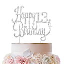 LINGTEER ハッピー 13 歳の誕生日 シルバー キラキラ ラインストーン ケーキ トッパー 13 歳の子供に乾杯 誕生日ギフト 記念品 パーティー デコ...