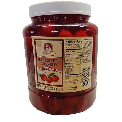 シェフの品質: 茎付きマラスキーノ チェリー (64 オンス) Chef's Quality: Maraschino Cherries with Stem (64 Oz.)