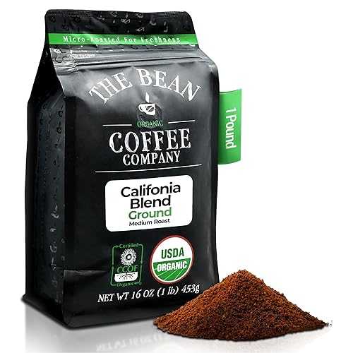 The Bean Coffee Company The Bean Organic Coffee Company California Blend, Medium Roast, Ground Coffee, 16-Ounce Bag,Caf molido tostado organico