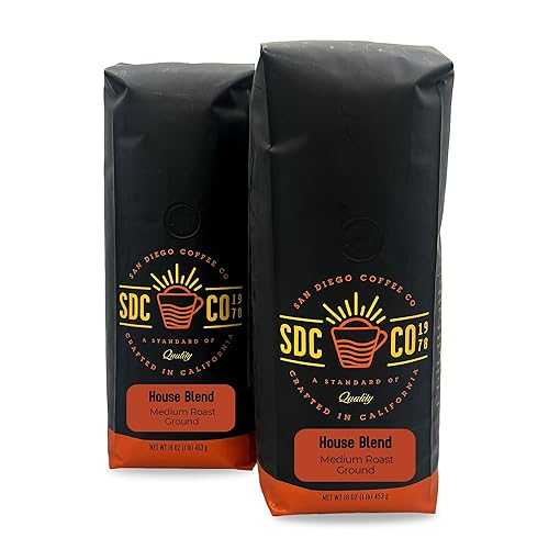 San Diego Coffee Organic House Blend, Medium Roast, Ground Coffee, 16-...