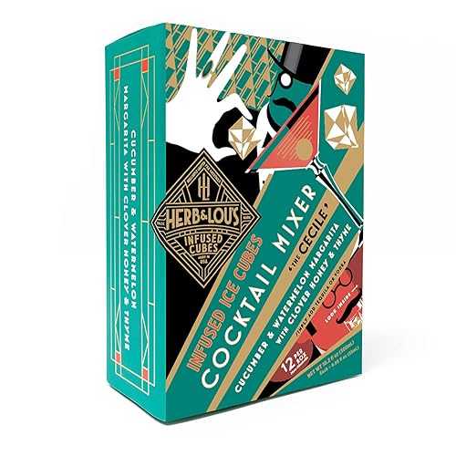 楽天GlomarketHerb & Lou's Infused Cocktail Cubes - The Cecile, Simply Add Tequila or Vodka, Cucumber & Watermelon Margarita with Clover & Thyme, Non-Alcoholic Infused Ice Cubes, Made in the USA - 12-Cube Pack