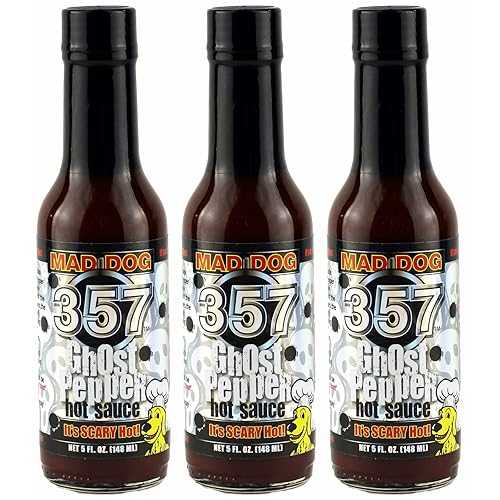 マッドドッグ 357 ゴーストペッパーホットソース 5オンス、3パック Mad Dog Gear Mad Dog 357 Ghost Pepper Hot Sauce 5oz, 3 pack