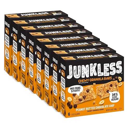 Junkless Peanut Butter Chocolate Chip Chewy Granola Bars - Less Sugar,...