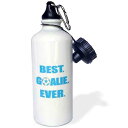 3dRose Best Goalie Ever-Blue and White-Sports Water Bottle, 21oz , Multicolored(4)