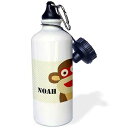 3dRose Monkey Noah for Boys-Sports Water Bottle, 21oz , 21 oz, Multicolor