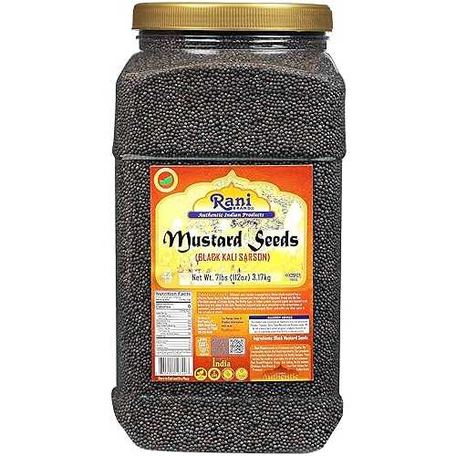 Rani Brand Authentic Indian Products Rani Black Mustard Seeds Whole Spice (Kali Rai) 112oz (7lbs) 3.18kg Bulk PET Jar ~ All Natural Gluten Friendly NON-GMO Kosher Vegan Indian Origin