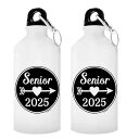 ThisWear 2025 Grad Gift Class Year Senior Heart Gift 2-Pack 18oz Aluminum Water ...