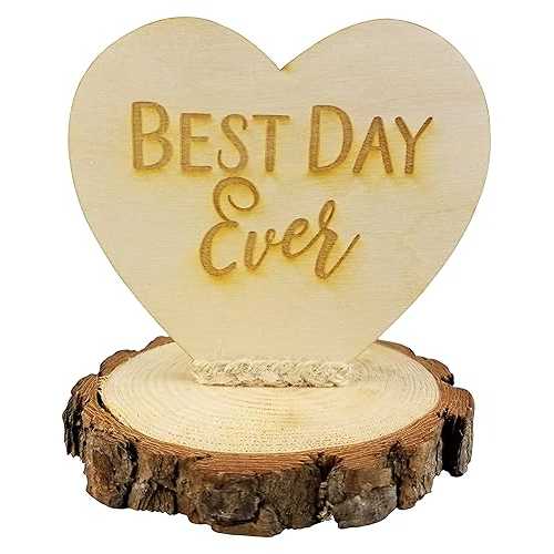 Best Day Ever 木製素朴なウエディングケーキトッパー Wedding Collectibles Best Day Ever Wood Rustic Wedding Cake Topper