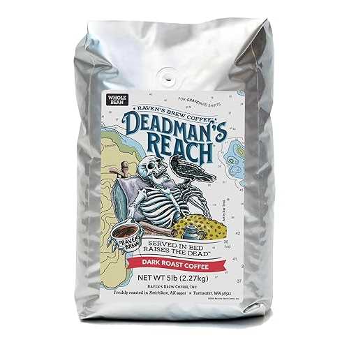 Raven's Brew Coffee 12 oz - Dark Roast - High Speed Blend with a Sweet Bite (Whole Bean, 5 LB)