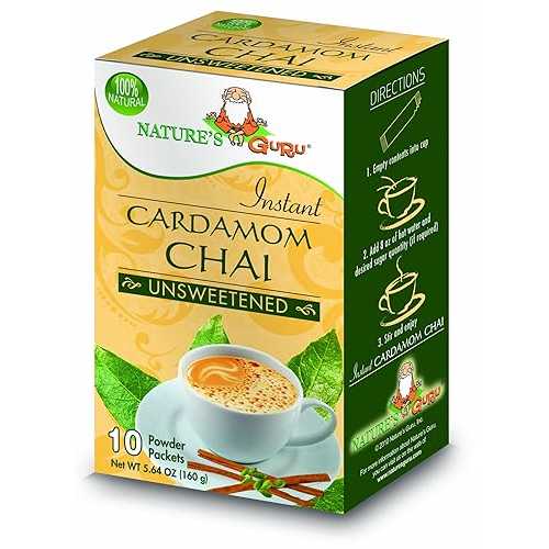 Nature's Guru Instant Cardamom Chai Tea Drink Mix Unsweetened 10 Count...