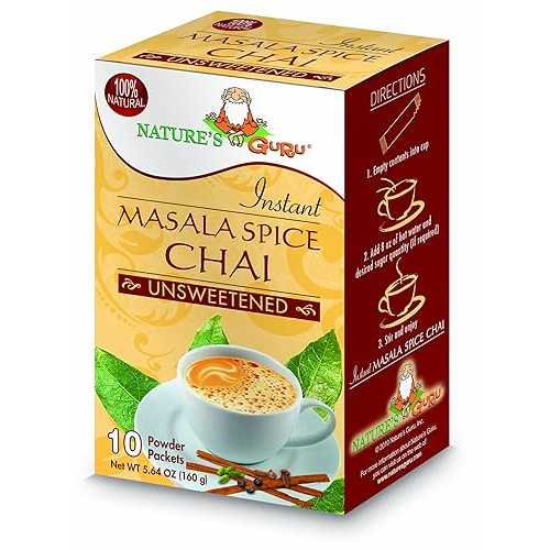 Nature's Guru Instant Masala Spice Chai Tea Drink Mix Unsweetened 10 C...