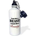 3dRose Train Like a Beast To Look Like a Beauty, Red, Sports Water Bottle, 21 oz, White