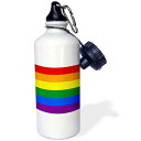 3dRose "Rainbow flag-multicolor colorful stripes-multicolored-gay pride LGBT movement-Pride parade" Sports Water Bottle, 21 oz, White