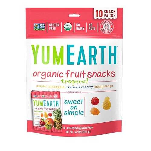 YumEarth Organic Tropical Fruit Snacks, 10 Snack Pouches Per Pack, 6.2...