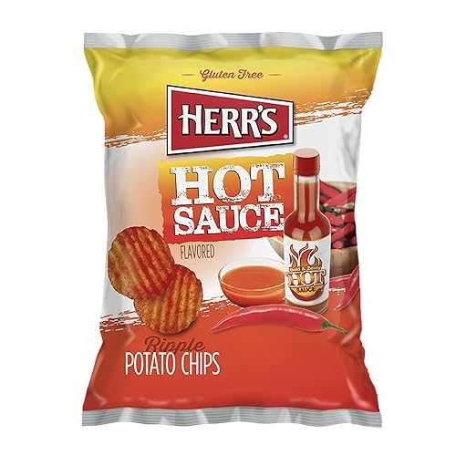 HERR'S Herr s Hot Sauce Ripple Potato Chips, 1 Oz Bag, Spicy Snack On-the-Go