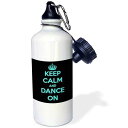3dRose Keep Calm and Dance On, Black and Turquoise Sports Water Bottle, 21 oz, White(4)