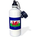3dRose Flag dark blue background Wales printed in English, Welsh-Sports Water Bo...