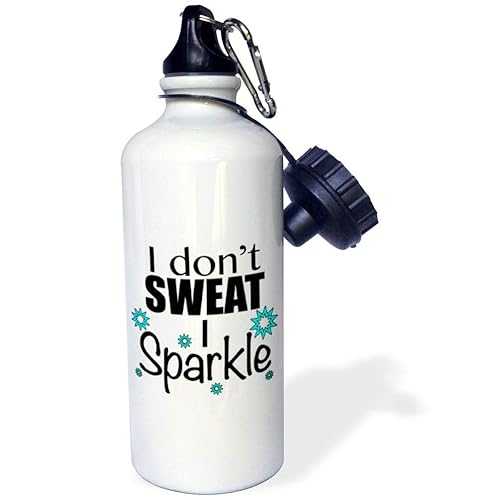 3dRose I Dont Sweat I Sparkle, Turquoise Sports Water Bottle, 21oz, Multicolored