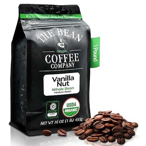 楽天GlomarketThe Bean Coffee Company The Bean Organic Coffee Company Vanilla Nut, Medium Roast, Whole Bean Coffee, 16-Ounce Bag