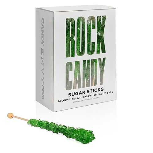 Candy Envy - Green Rock Candy Sugar Sticks - Green Apple Flavored - 24...