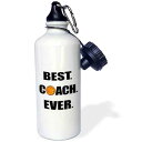 3dRose Basketball Best Coach Ever Sports Water Bottle, 21 oz, Multicolored