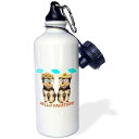 3dRose Yorkist Hello vacation tea cup yorkies-Sports Water Bottle, 21oz , Multic...