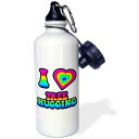 3dRose Groovy Hippie Rainbow I Heart Love Tree Hugging-Sports Water Bottle, 21oz , 21 oz, Multicolor