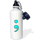 3dRose "Semicolon Aqua" Sports Water Bottle, 21 oz, White