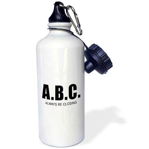 3dRose "A.B.C. ALWAYS BE CLOSING" Sports Water Bottle, 21 oz, White