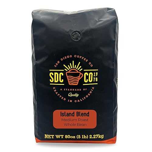 San Diego Coffee Island Blend, Medium Roast, Whole Bean Coffee, 5-Poun...