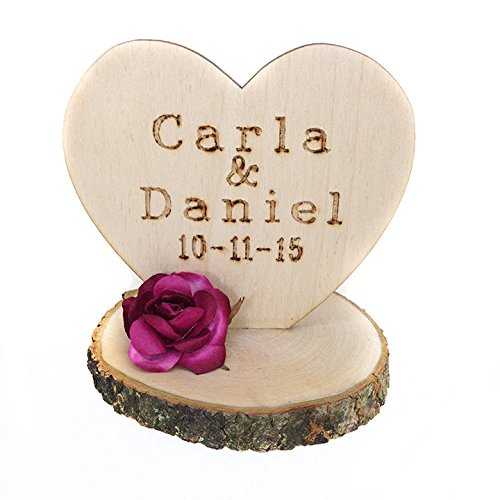 Wedding Collectibles Personalized Custom Wood Rustic Flower Wedding Cake Topper