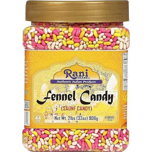 楽天GlomarketRani Brand Authentic Indian Products Rani Sugar Coated Fennel Candy 2lbs （32oz） 908g Bulk, PET Jar ~ Indian After Meal Digestive Treat Vegan Gluten Friendly NON-GMO Indian Origin
