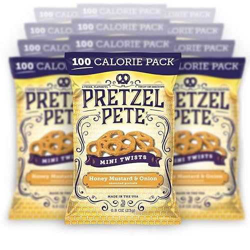 Pretzel Pete Honey Mustard & Onion Seasoned Mini Twist Pretzels, 100 C...