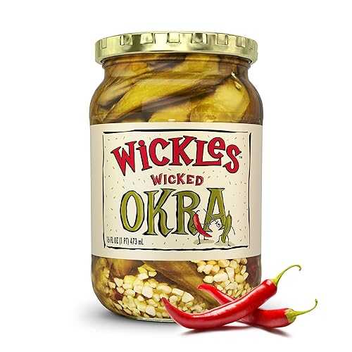 Wickles Pickles Wicked Okra (6 Pack) - Sweet & Spicy Pickled Okra - Slightly Sweet, Definitely Spicy, Wickedly Delicious (16 oz Each)