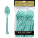 Amscan Robin's Egg Blue Plastic Heavy Weight Spoons (20 Count) - Premium Disposable Plastic Cutlery, Perfect for Home Use and All Kinds of Occasions