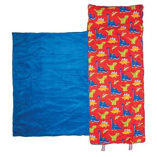 Stephen Joseph, Toddler All Over Print Nap Mat with Soft Blanket and Removable Pillow for Boys & Girls, Kids Sleeping Bag for Elementary, Daycare, Preschool with Carry Handle, Red Dino
