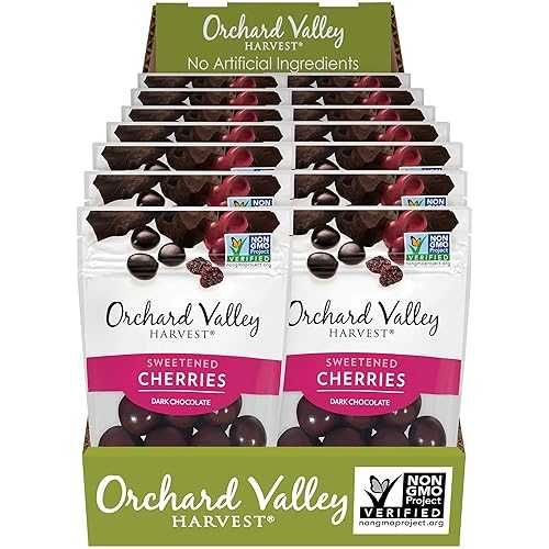 Orchard Valley Harvest Dark Chocolate Covered Cherries, 1.9 Ounce Bags...