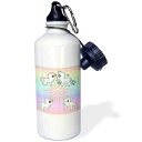 3dRose "Unicorn with Hearts & Rainbows Sports" Water Bottle, 21 oz, Natural