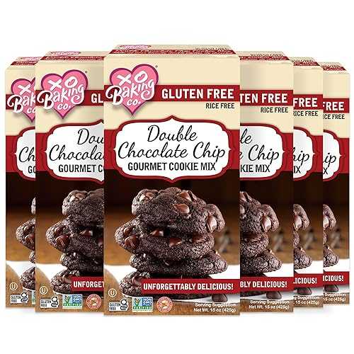 XO Baking Co. Gluten Free Double Chocolate Chip Gourmet Cookie Mix; Non-GMO; Kosher; Rice Free; Dairy Free; Peanut Free; No Preservatives; No Artificial Flavors or Colors, 15oz (Pack of 6)
