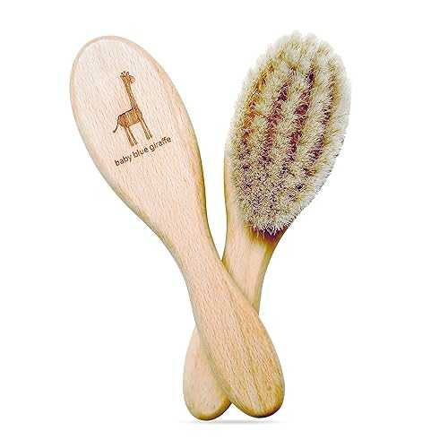 Super Soft Baby Hair Brush, Grooming Kit Must-Have, Baby Essentials, Ideal Gift for Baby Shower, All Natural Goat Hair and Beech Wood - Baby Blue Giraffe Super Soft Baby Hair Brush, Grooming Kit Must-Have, Baby Essentials, Ideal Gift for Baby Shower, All Natural Goat Hair and Beech Wood - Baby Blue Giraffe