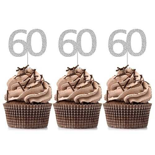 24 個の 60 周年カップケーキトッパー - 記念日や誕生日のカップケーキピックパーティーデコレーション用品 シルバー60位 Sumerk 24 PCS 60th Cupcake Toppers - Anniversary or Birthday Cupcake Picks Party Decoration Supplies Silver 60th 24 個の 60 周年カップケーキトッパー - 記念日や誕生日のカップケーキピックパーティーデコレーション用品 シルバー60位 Sumerk 24 PCS 60th Cupcake Toppers - Anniversary or Birthday Cupcake Picks Party Decoration Supplies Silver 60th