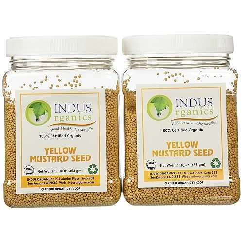 Indus Organics Indus Organic Yellow Mustard Seeds 16 Oz Jar (1X2), Fre...