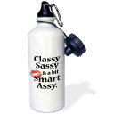 3dRose Classy Sassy and A Bit Smart Assy Sports Water Bottle, 21 oz, Multicolor