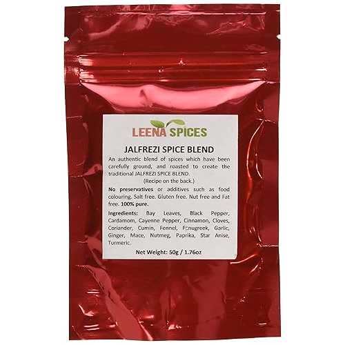 LEENA SPICES – ジャルフレジーカレーマサラスパイスパウダー – グルテンフリーのピュアブレンド – 塩や着色料不使用 – 簡単に調理できるおいしいラム肉のレシピ付き – 自家製の高品質の料理をお楽しみください。 LEENA SPICES Jalfrezi Curry Masala