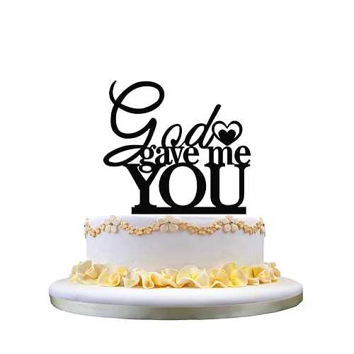 zhongfei Wedding cake topper god gave me you,heart silhouette acrylic cake topper