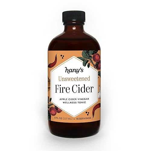 Hany's Harvest Unsweetened Fire Cider 8 fl oz Glass Bottle All-Natural, Small-Batch, Handcrafted, Non-GMO, Gluten-Free, & Digestive Support